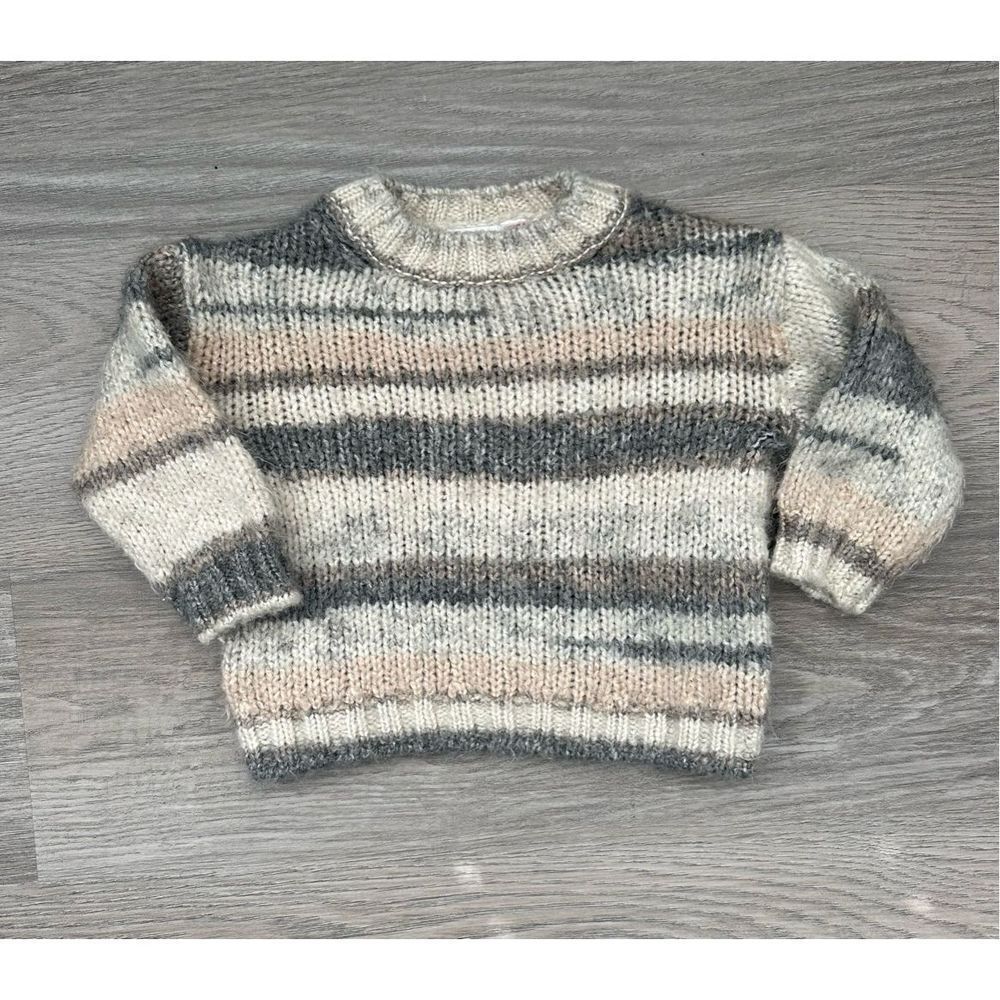 ZARA 9-12 Months Baby Neutral Stripe Sweater